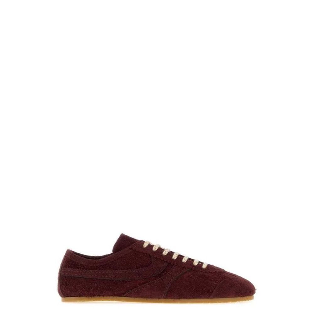 Dries Van Noten Women Burgundy Suede Sneakers